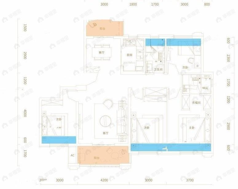 海林康桥官邸4室2厅2卫户型图
