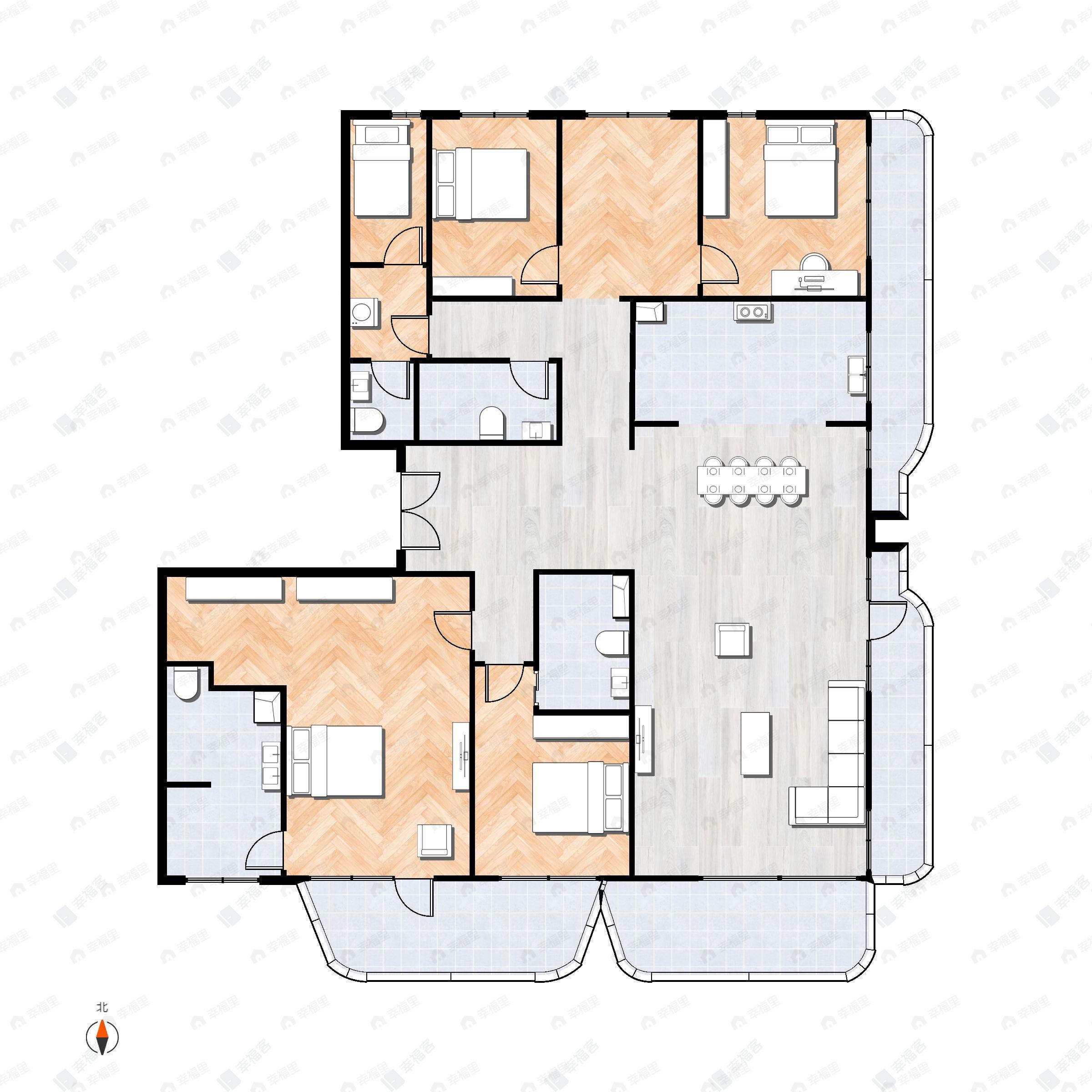 5室3厅4卫建面251平户型图