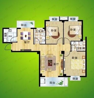 光谷佳园四期绿茵小镇3室2厅2卫户型图