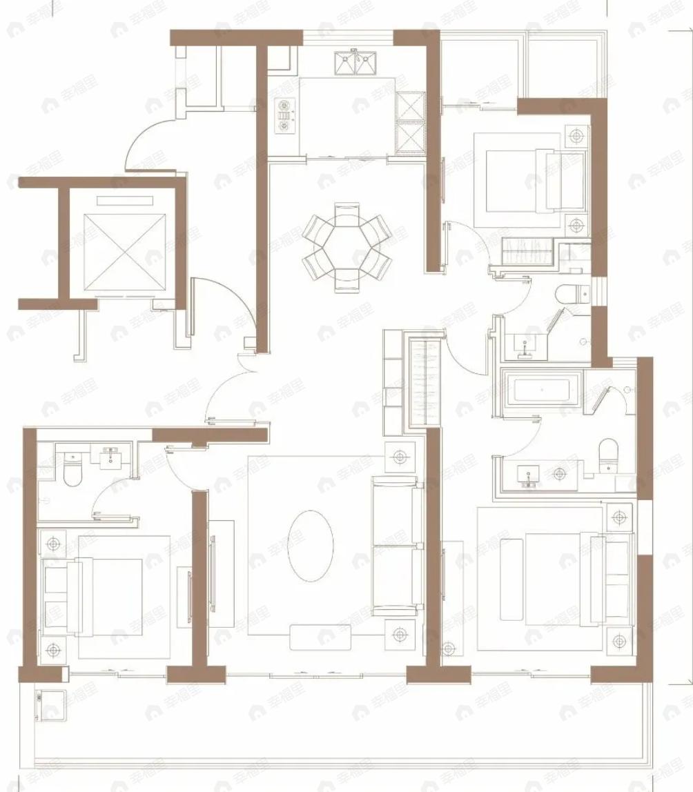 荣民捌号3室2厅3卫户型图