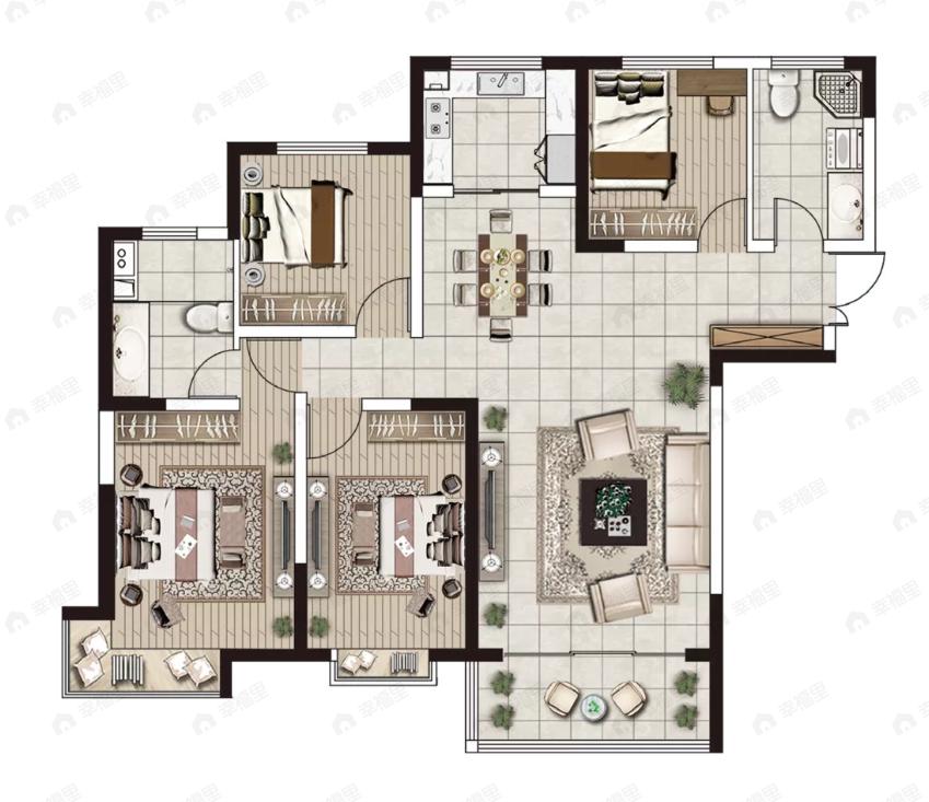 城乡居壹号苑3室2厅2卫户型图