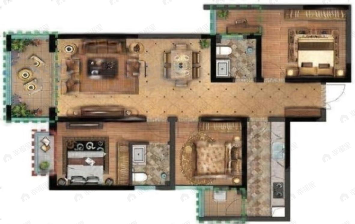 瑞鼎城3室2厅2卫户型图