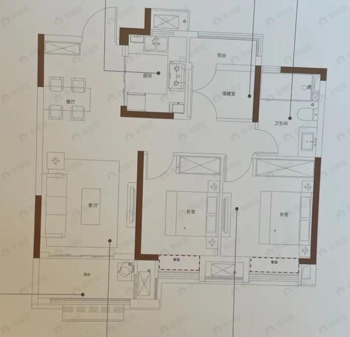 禹洲九颂嘉誉东方3室2厅1卫户型图