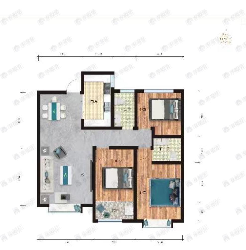 一世界书香华府3室2厅2卫户型图