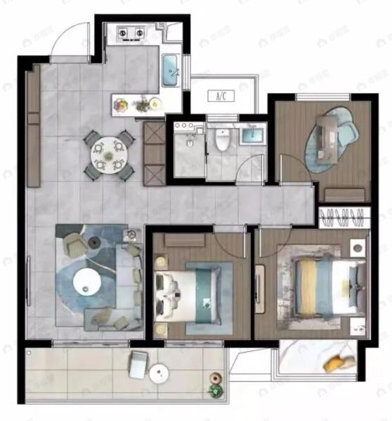 崇安澜庭壹号院3室2厅1卫户型图