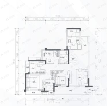 鹏瑞颐璟4室2厅2卫户型图