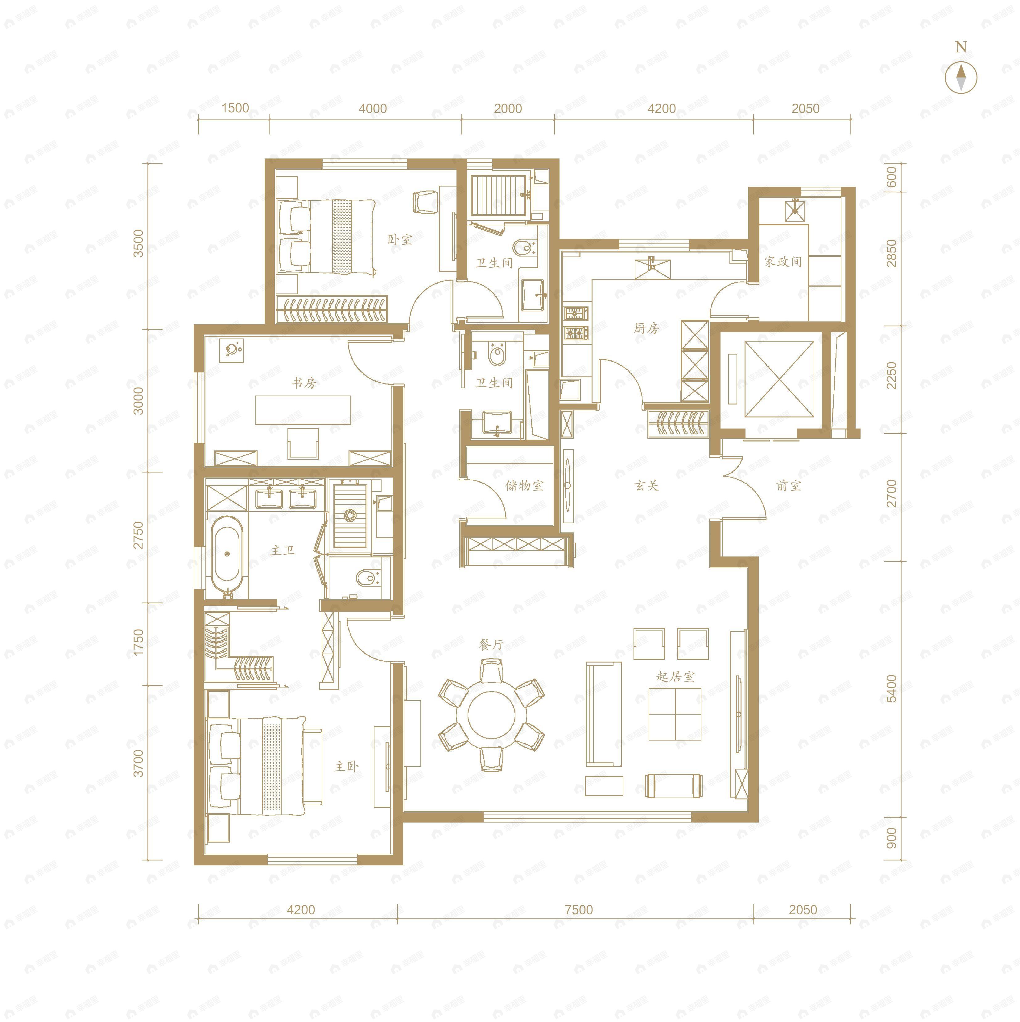 葛洲坝中国府4室2厅3卫户型图