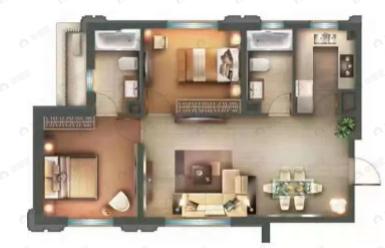 御南湾2室2厅2卫户型图