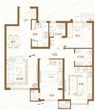 农垦含章雅著3室2厅2卫户型图