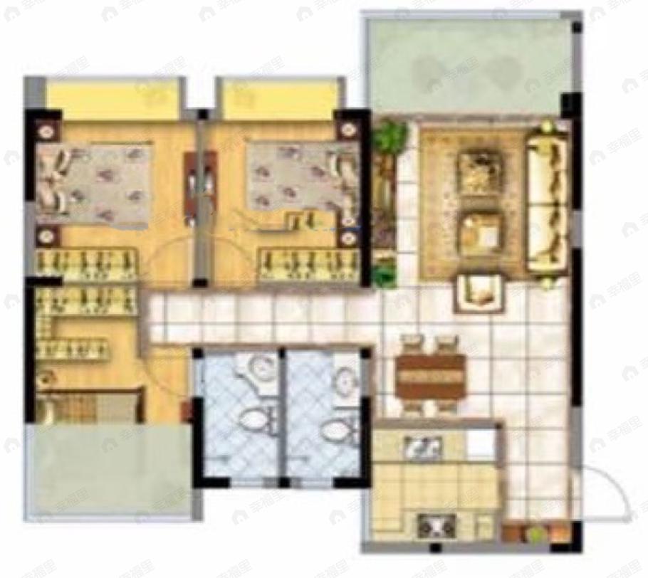 格林城市花园3室2厅2卫户型图