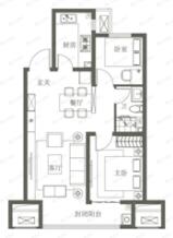 通建融创城2室1厅1卫户型图