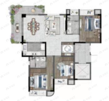 鸥鹏湾3室2厅2卫户型图
