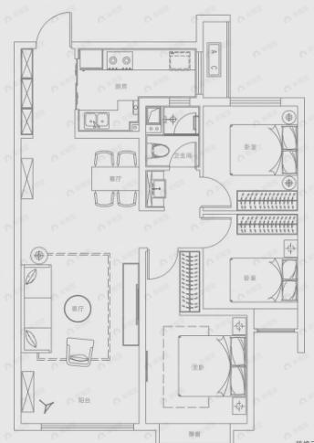 地建嘉信风华臻园3室2厅1卫户型图