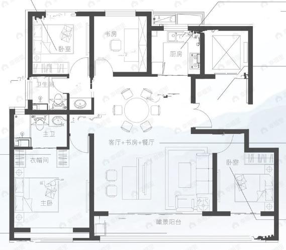 东华•滨湖壹号院4室2厅2卫户型图
