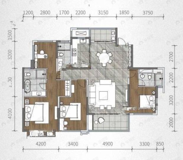 中海天钻4室2厅3卫户型图