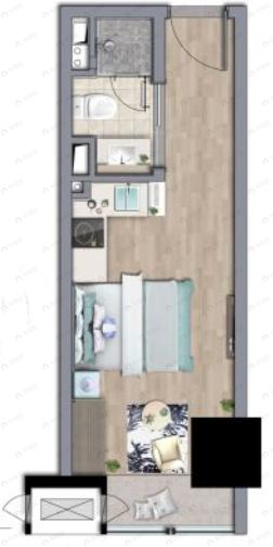 中铁卓越中心1室1厅1卫户型图