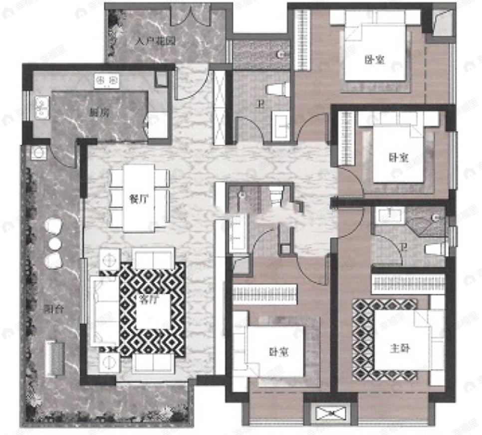 融城昆明湖4室2厅3卫户型图