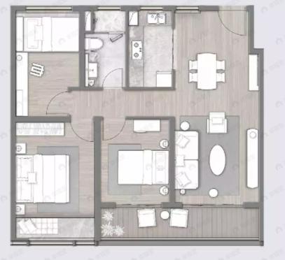 嘉致峰庭3室2厅1卫户型图