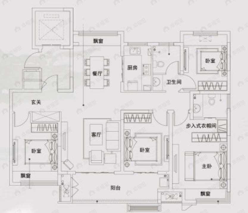 春江明月塘前4室2厅2卫户型图