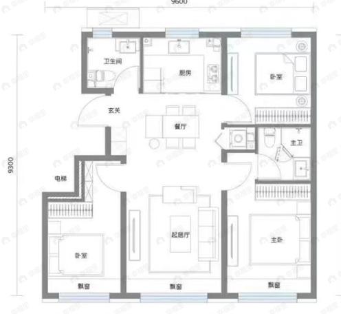 那么小镇·伴山观岚3室2厅2卫户型图