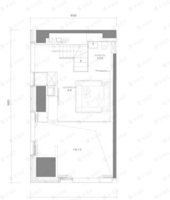 新光大中心1室1厅2卫户型图