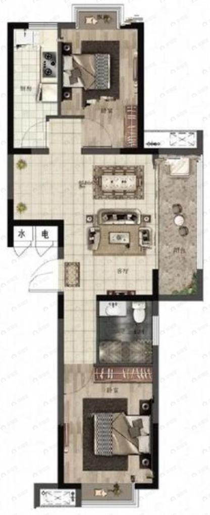 荣景苑2室2厅1卫户型图