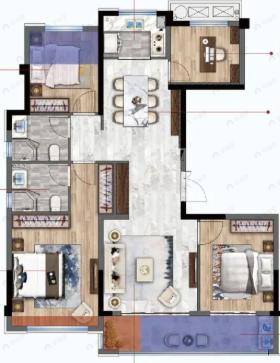 宏地云澜观邸4室2厅2卫户型图