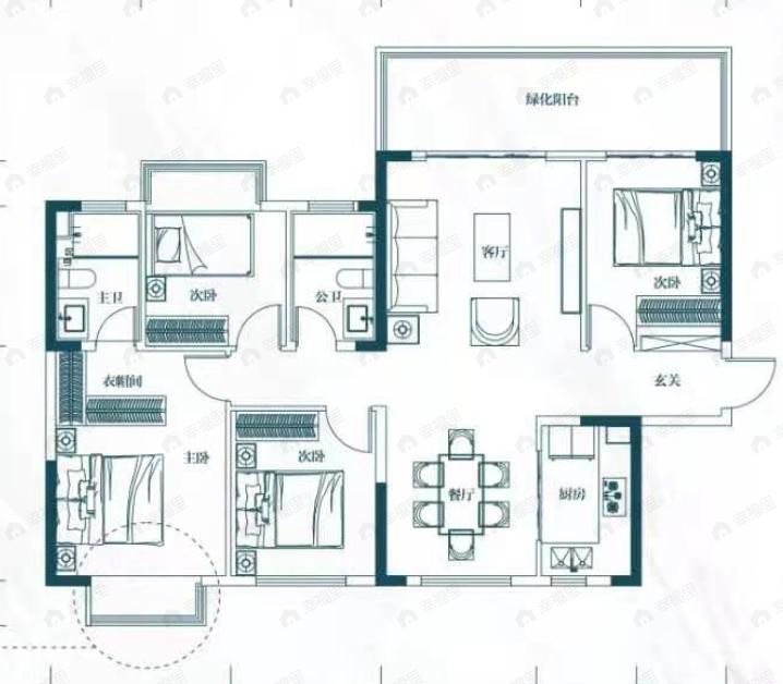 中海哈罗学府4室2厅2卫户型图