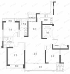竹径悦山3室2厅2卫户型图