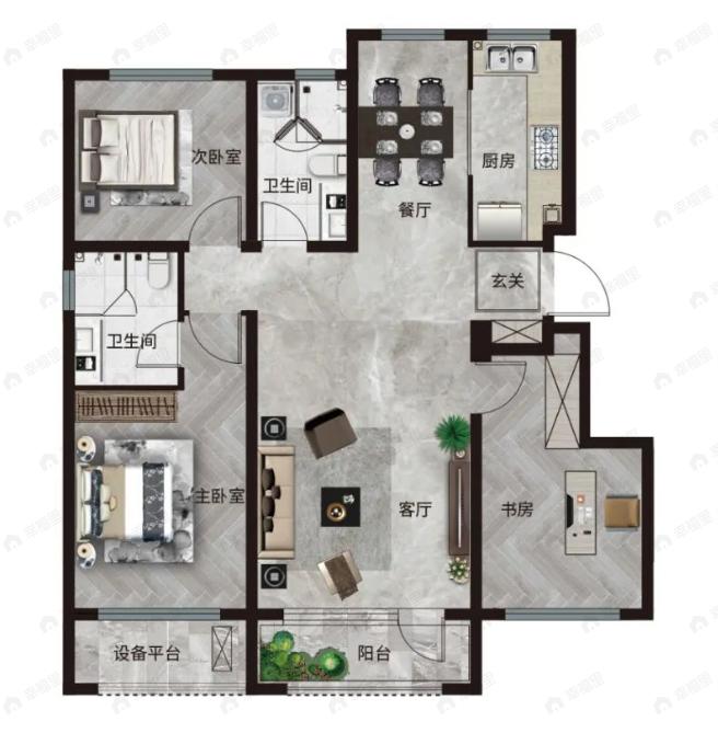上城悦府3室2厅2卫户型图