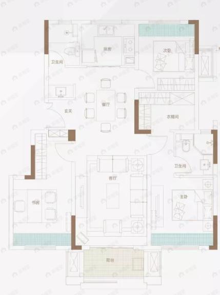 金茂华发武汉国际社区3室2厅2卫户型图