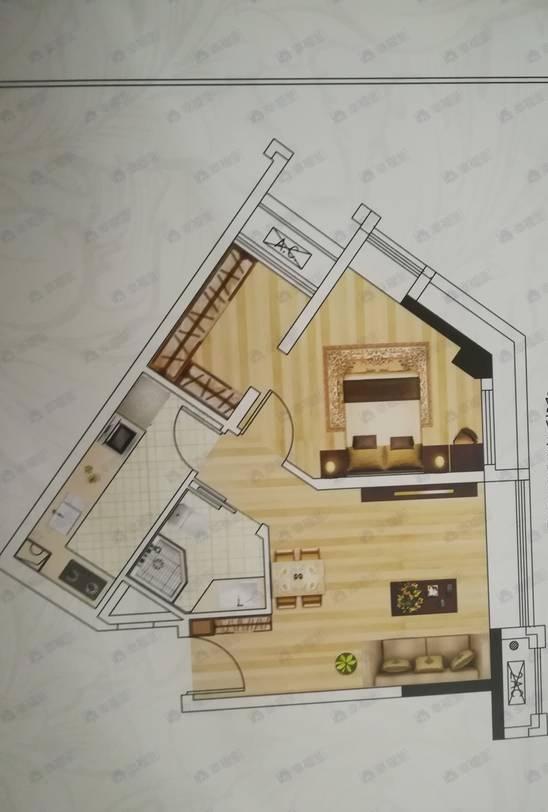 电建地产云立方1室1厅1卫户型图