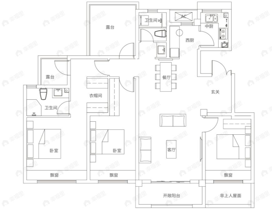 融侨中原城3室2厅2卫户型图