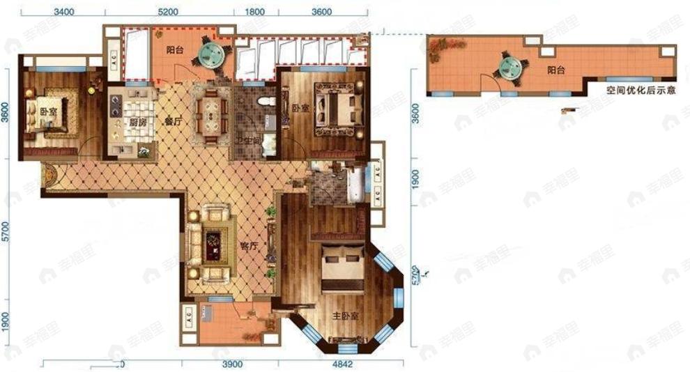 朗诗西海岸3室2厅2卫户型图