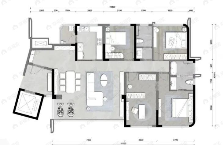 新绿启境4室2厅2卫户型图