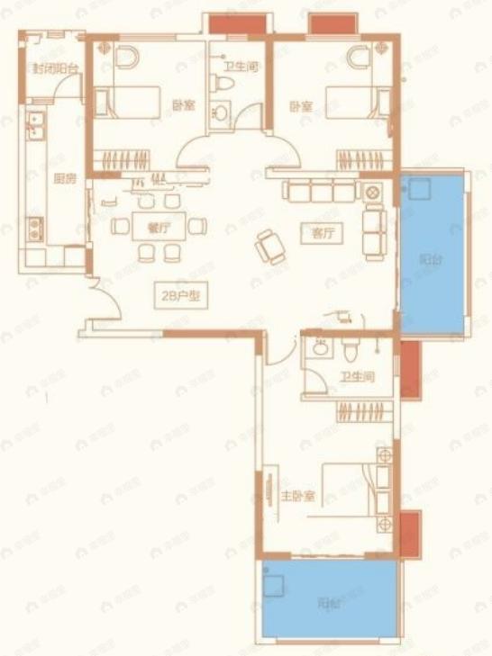 洛浦七悦府3室2厅2卫户型图