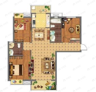 龙庭华府3室2厅2卫户型图