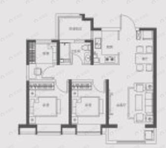 中国铁建花语津郡3室2厅1卫户型图