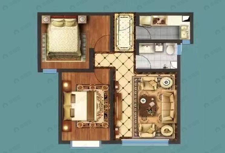 璀璨时代2室1厅1卫户型图