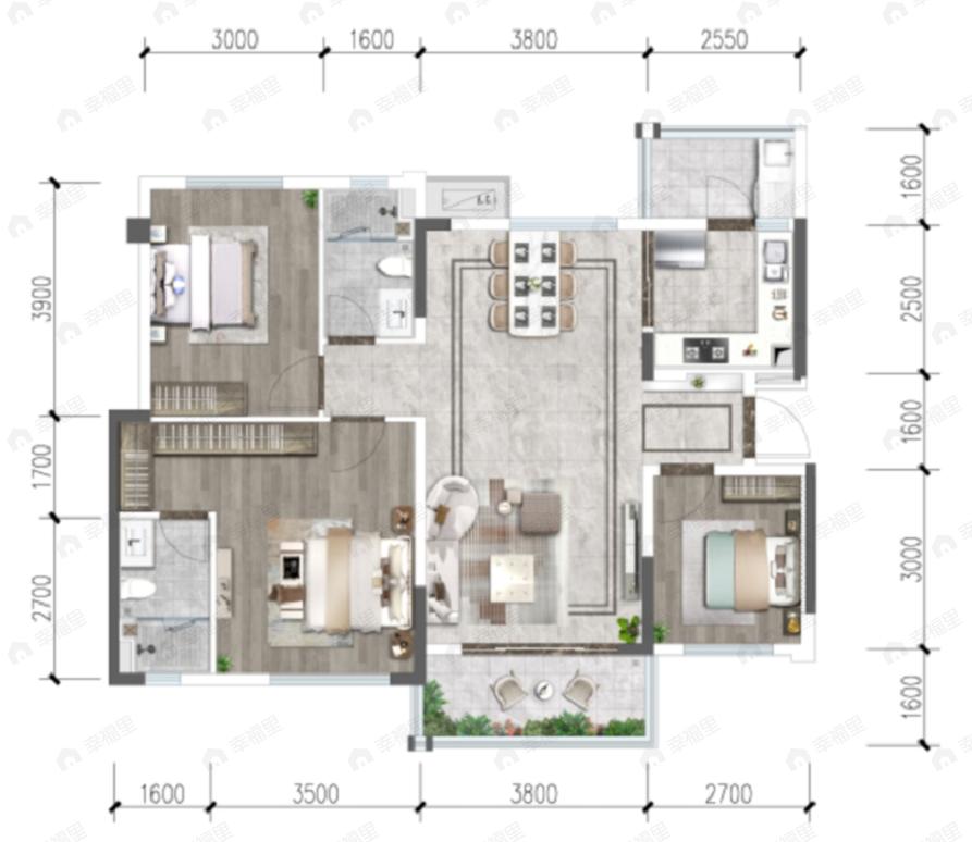 锦绣和鸣3室2厅2卫户型图