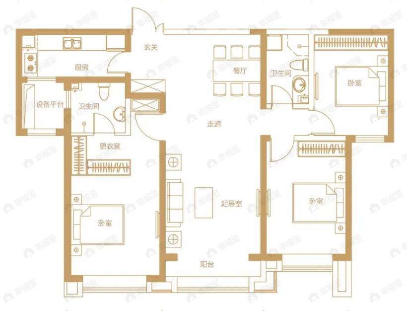 南益名悦湾3室2厅2卫户型图