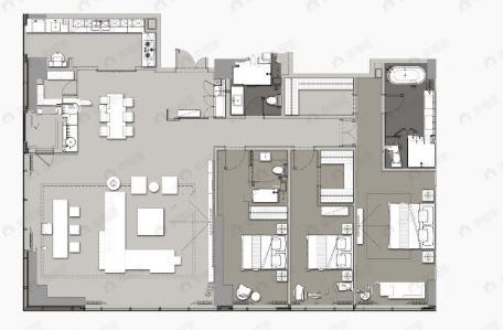 3室2厅3卫建面270平户型图
