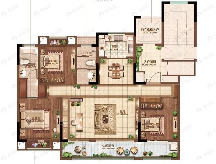 汀海壹品3室2厅2卫户型图