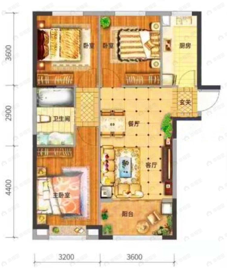 兰州大名城3室2厅1卫户型图
