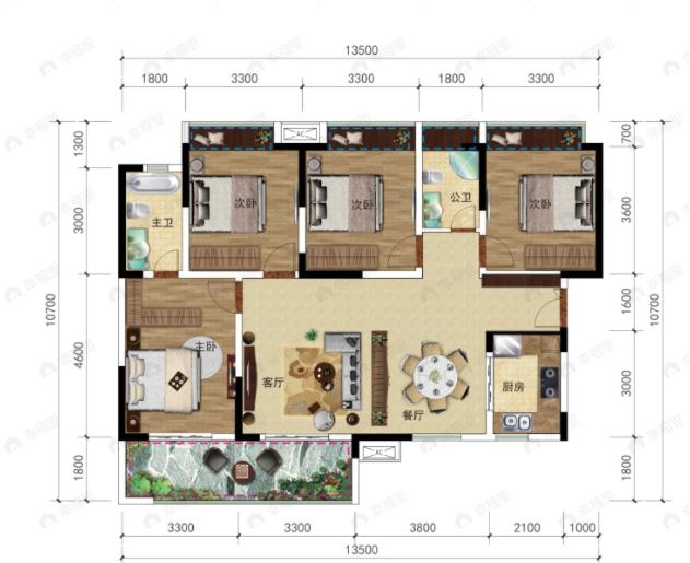 天和·睿城4室2厅2卫户型图