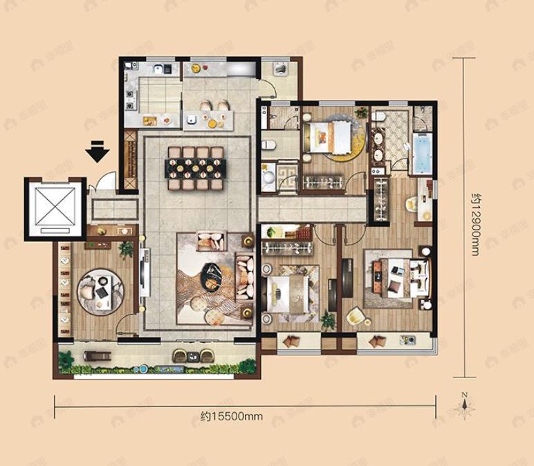 瑞辰金兰府4室2厅2卫户型图