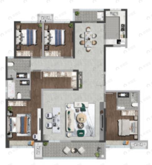 上河雲璟4室2厅3卫户型图