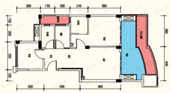 中国青城国际颐养中心2室2厅2卫户型图