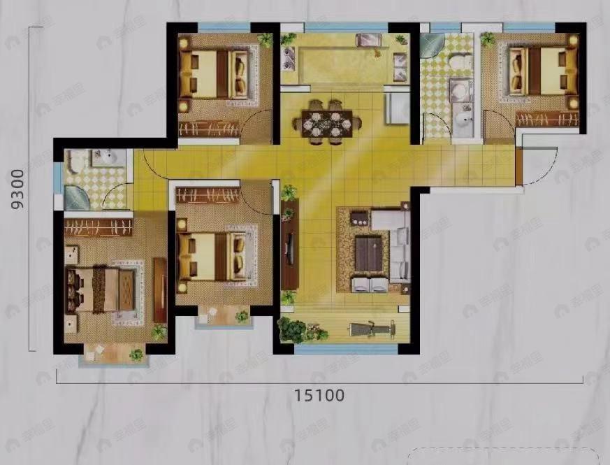 牡丹小镇4室2厅2卫户型图