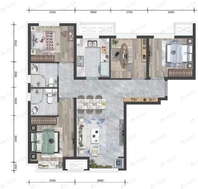 中骏云景台4室2厅2卫户型图
